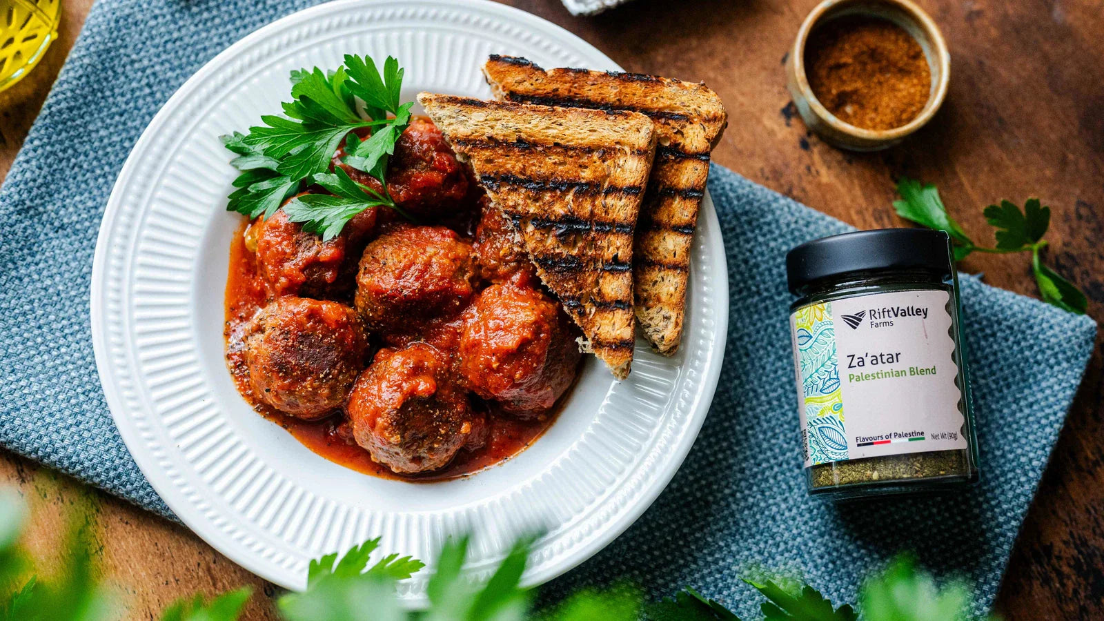 meatballs toast rift valley farm palesinian zaatar