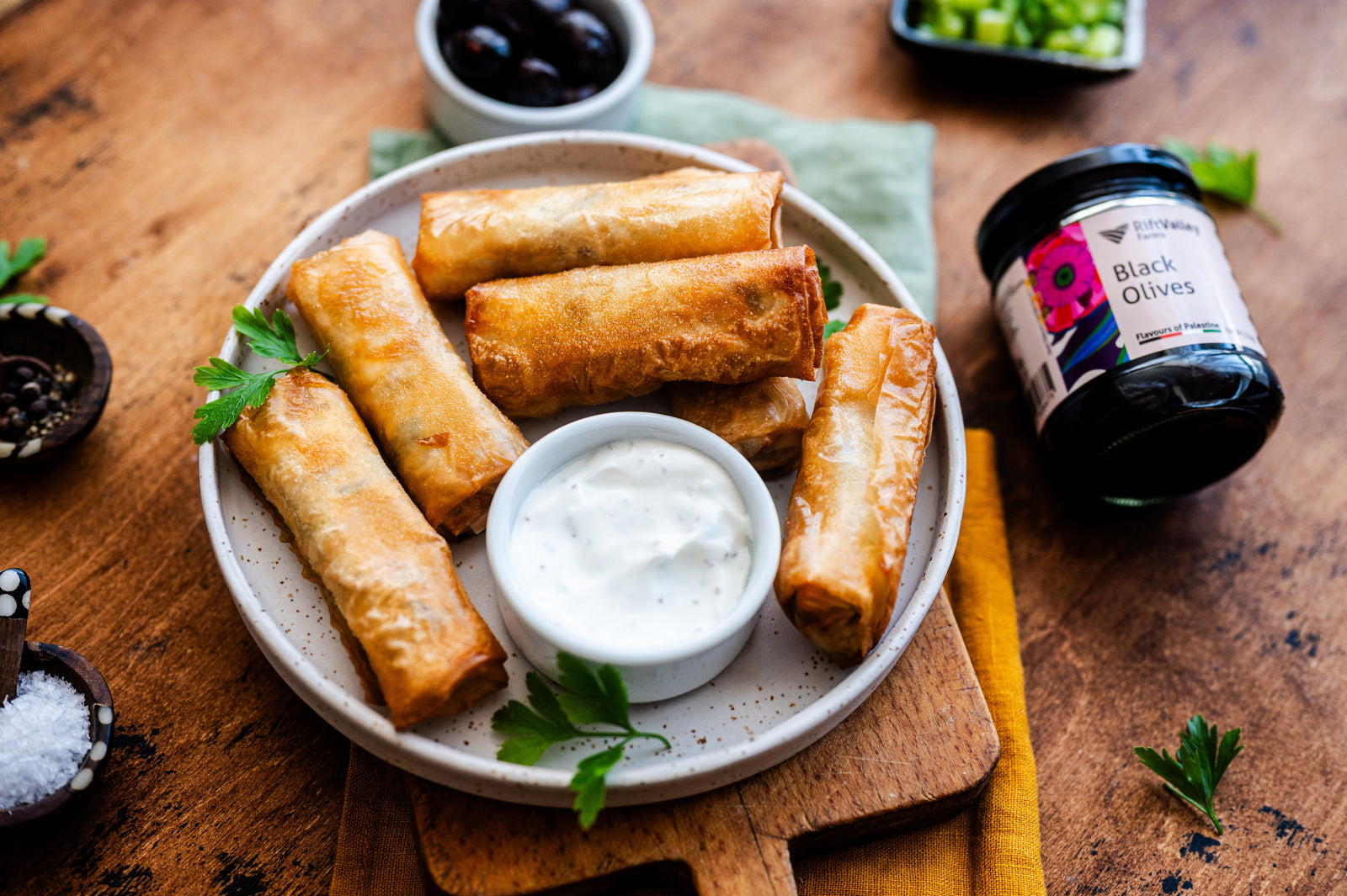 Crispy Feta & Olive Rolls