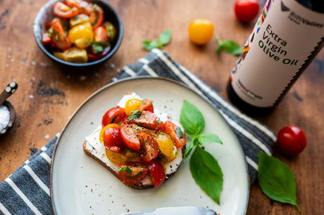 Palestinian olive oil tomato feta basil toast